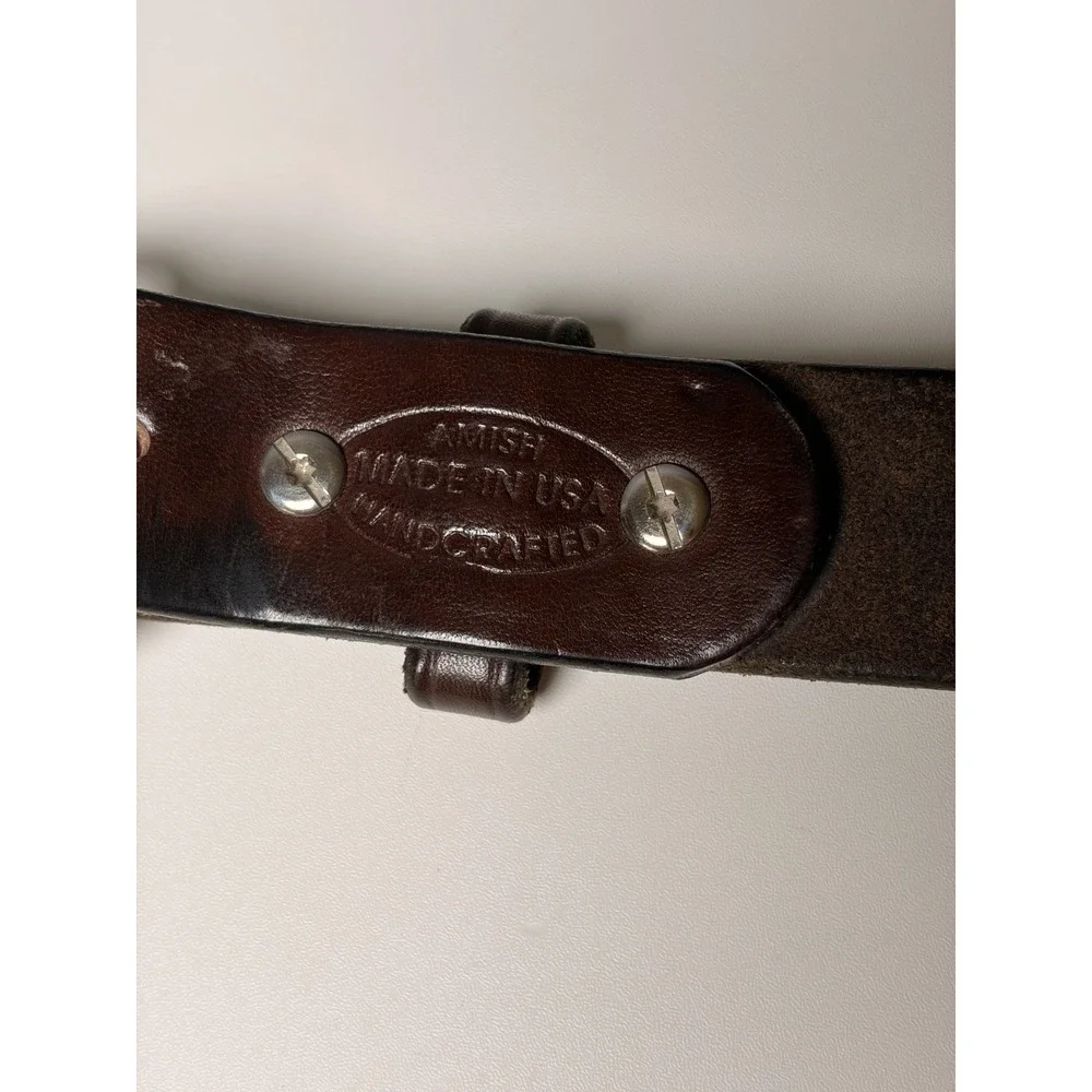 Amish Handmade Brown Leather Belt Men's Size 40
